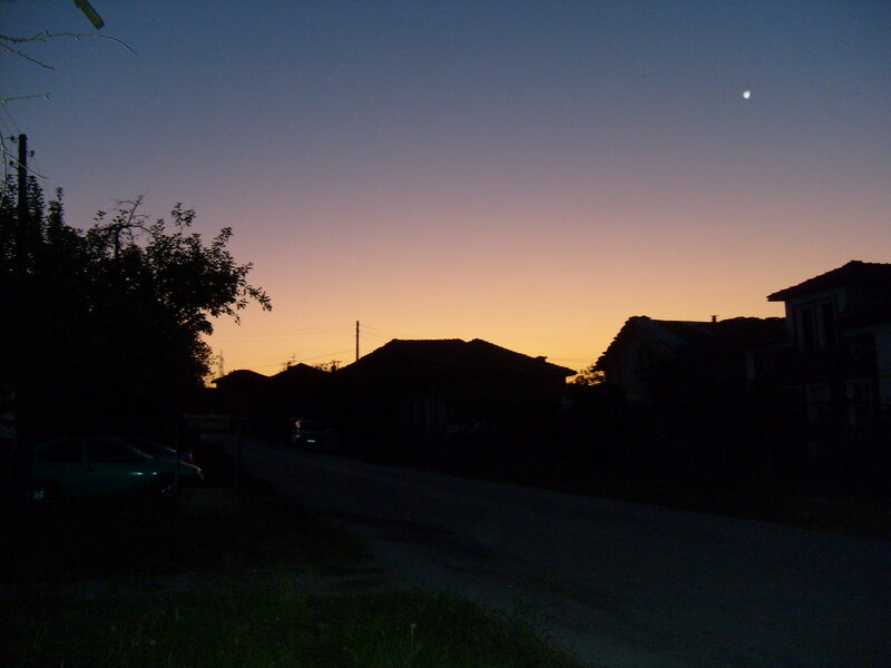 Silhouetted Houses at Dusk