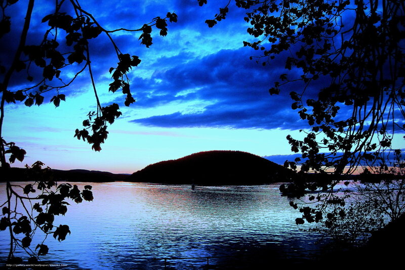 Silhouetted Island at Dusk — Blue, Dramatic