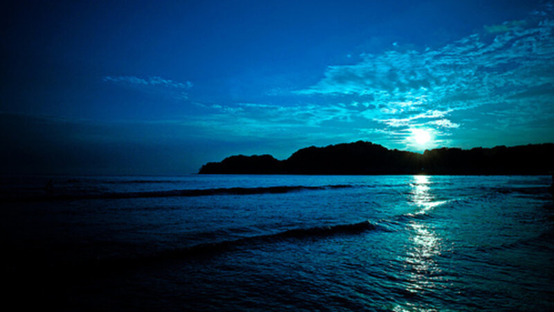 Silhouetted Island at Dusk