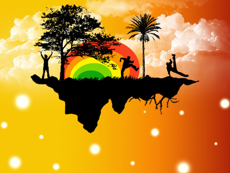 Silhouetted Island with People