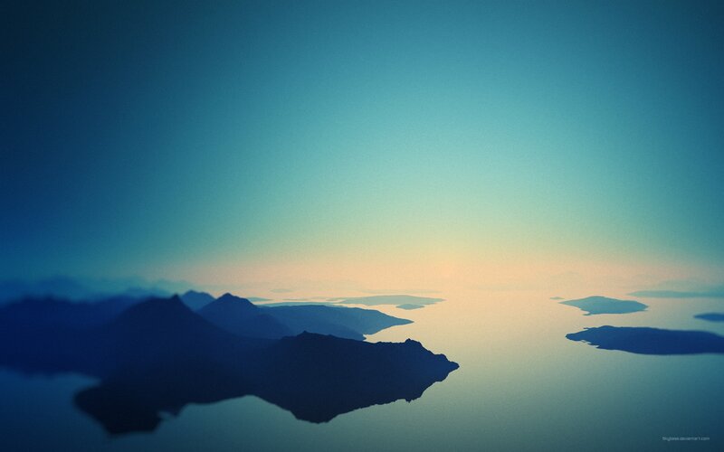Silhouetted Islands at Dawn — Blue