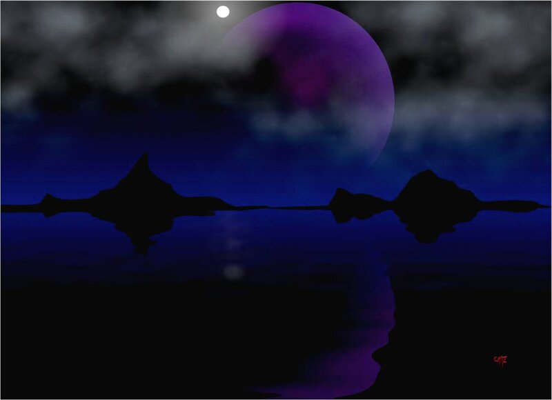 Silhouetted Islands at Night — Purple