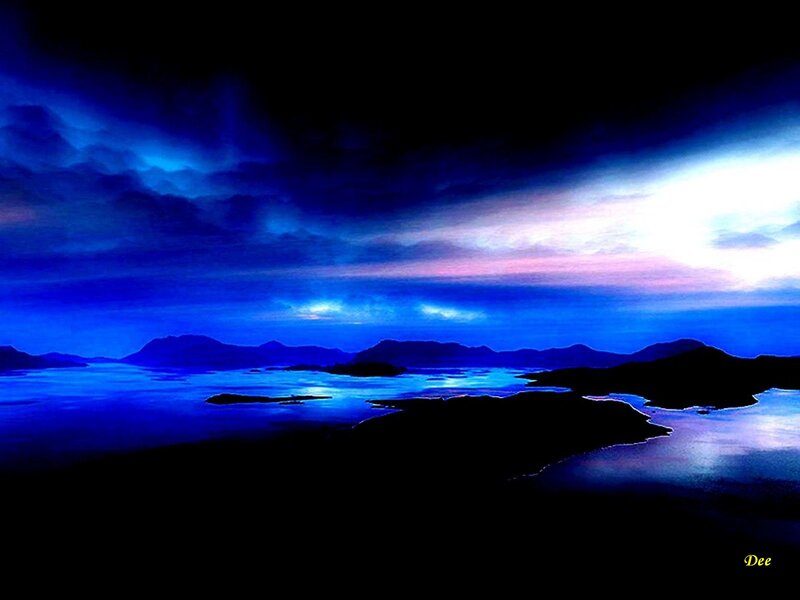 Silhouetted Islands at Night