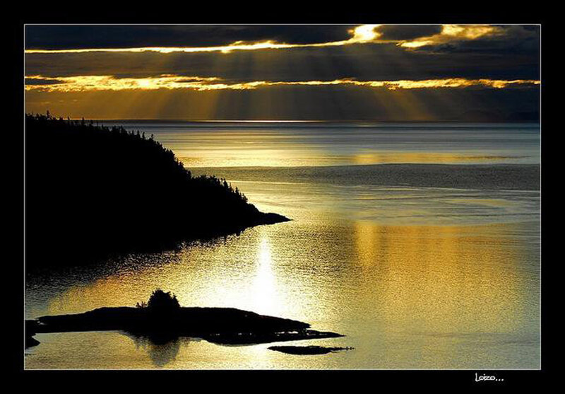 Silhouetted Islands at Sunset — Gold