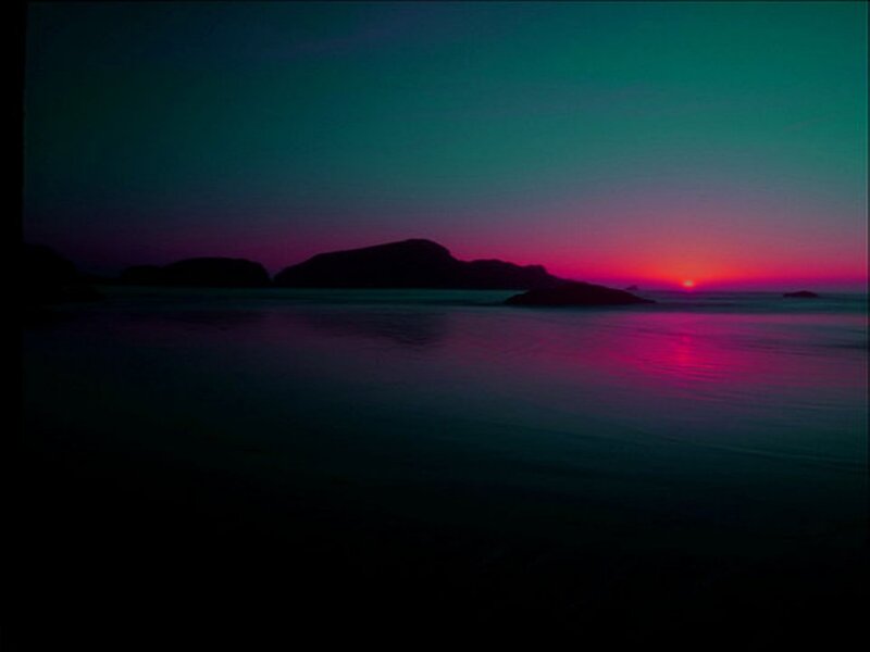 Silhouetted Islands at Sunset — Purple