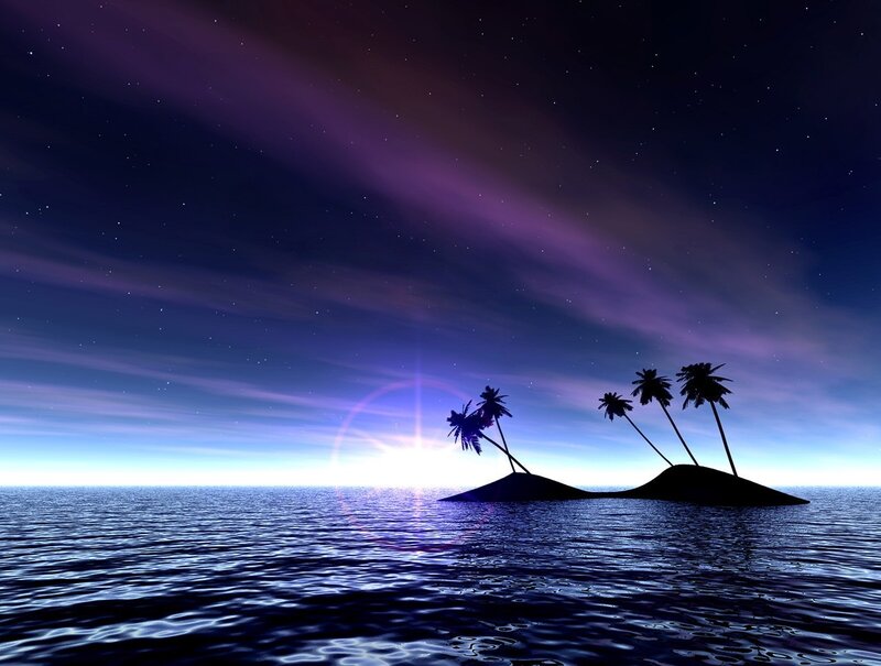 Silhouetted Islands at Sunset