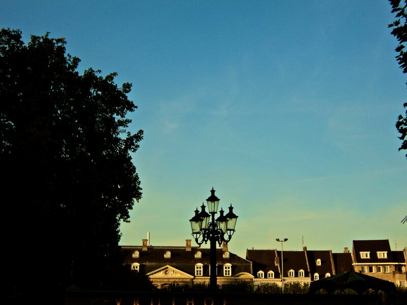 Silhouetted Lamppost and Buildings