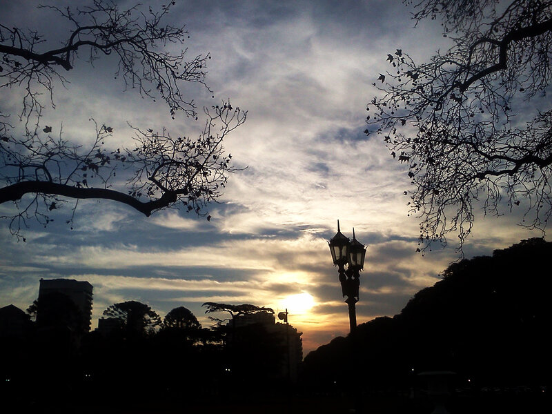 Silhouetted Lamppost at Sunset