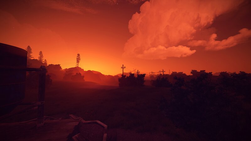 Silhouetted Landscape at Dusk — Red