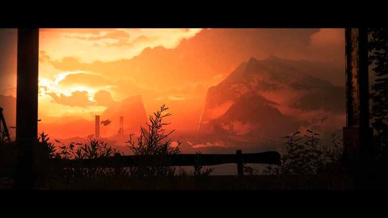 Silhouetted Landscape at Sunset — Orange, Dramatic