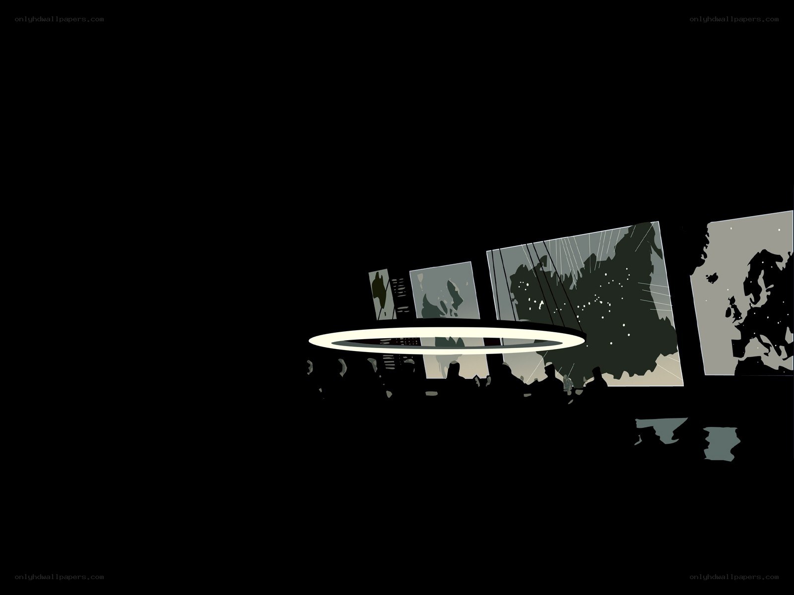 silhouetted meeting room