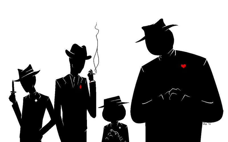 Silhouetted Men in Suits — Black
