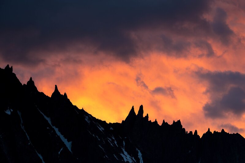 Silhouetted Mountain Peaks