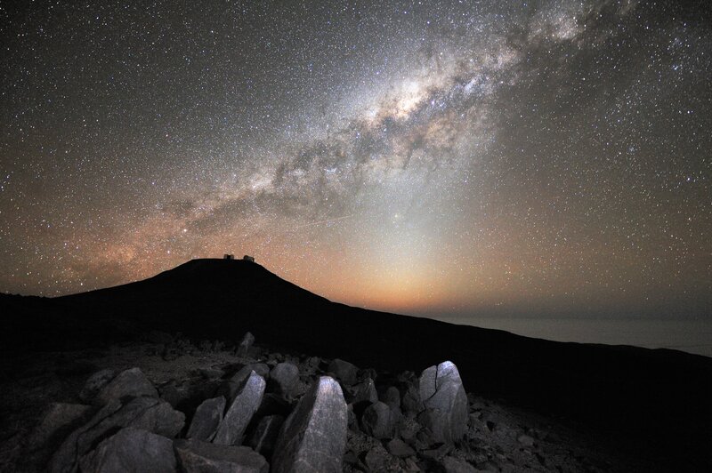 Silhouetted Mountain under Stars