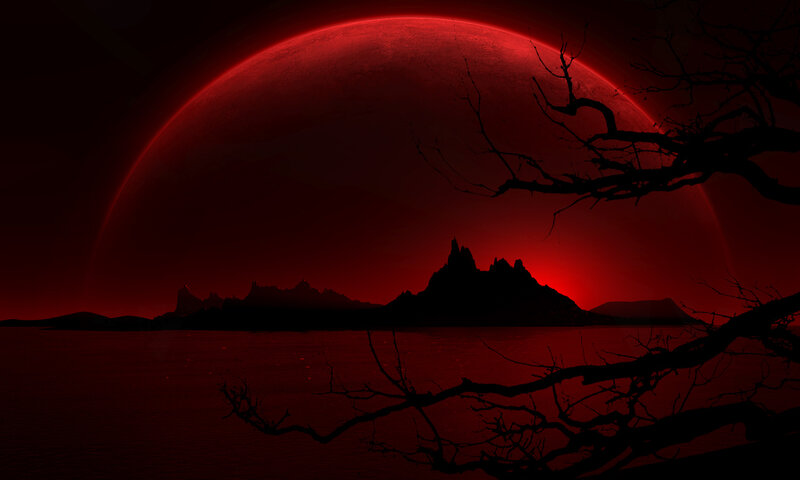 Silhouetted Mountains and Lake