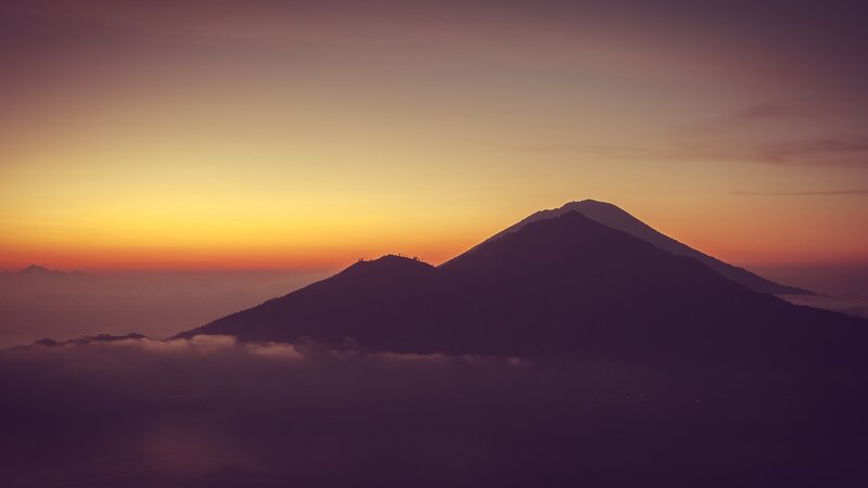 Silhouetted Mountains at Dawn — Purple