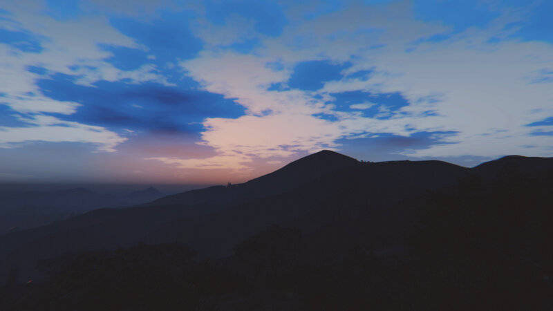 Silhouetted Mountains at Dusk — Blue, Serene, Sunset, 3d Render