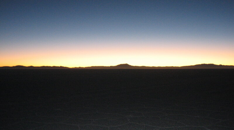 Silhouetted Mountains at Dusk — Blue, Serene, Sunset, Photograph, Sky, Orange
