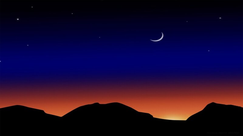 Silhouetted Mountains at Dusk — Blue, Serene, Sunset