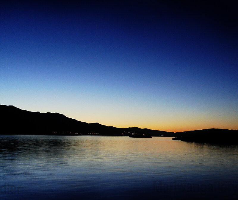 Silhouetted Mountains at Dusk — Blue, Serene