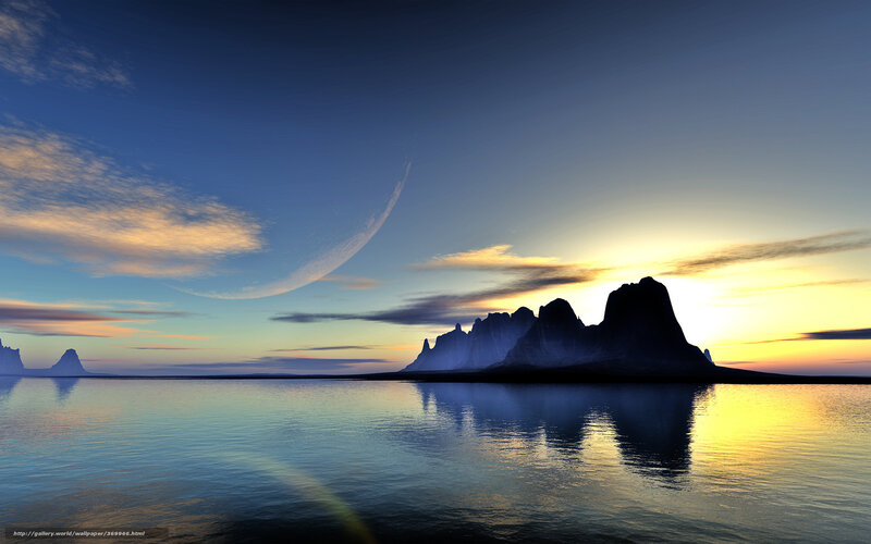 Silhouetted Mountains at Sunset — Blue, Serene