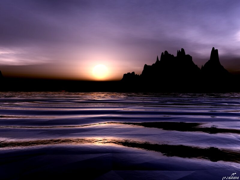 Silhouetted Mountains at Sunset — Purple, Dramatic
