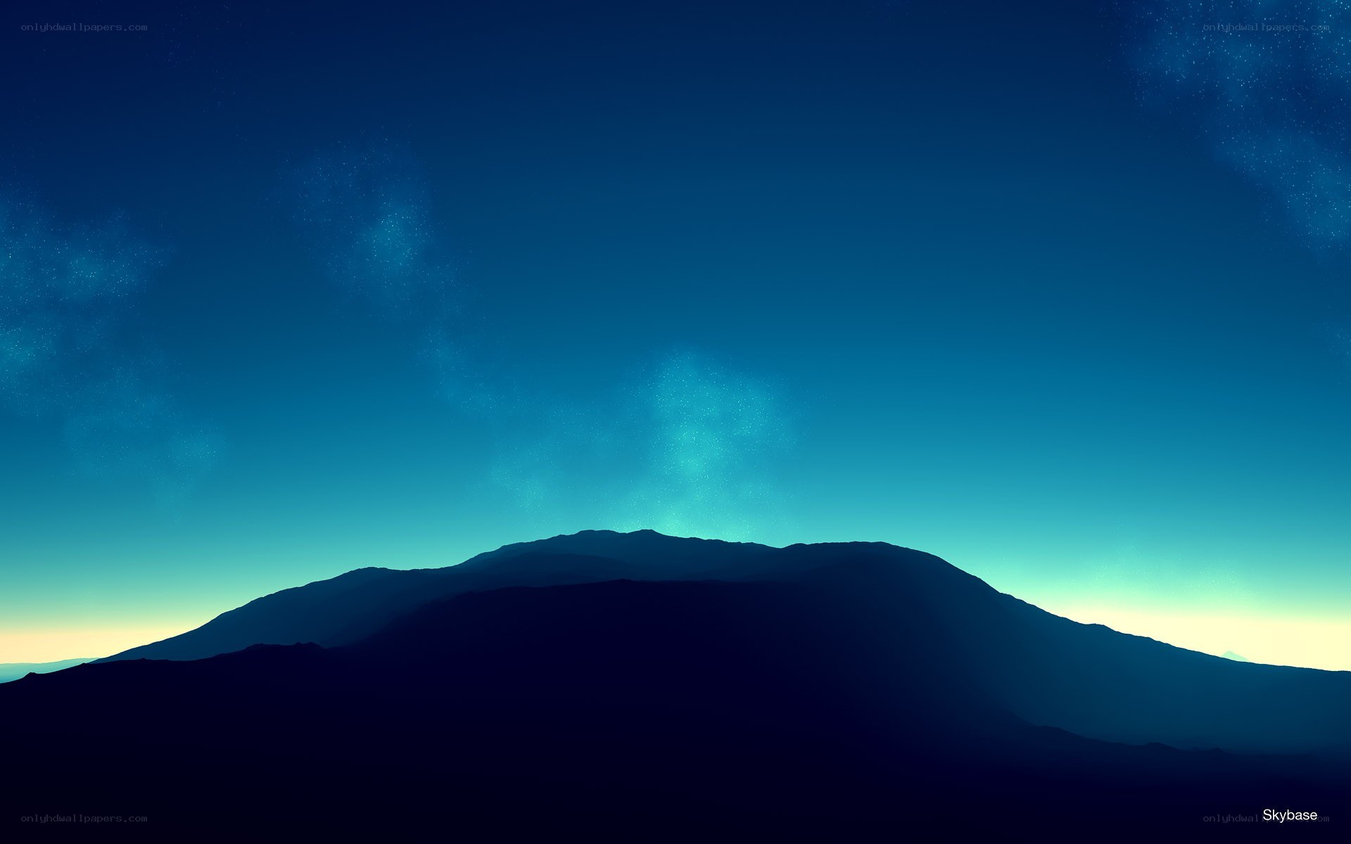 Silhouetted mountains at twilight