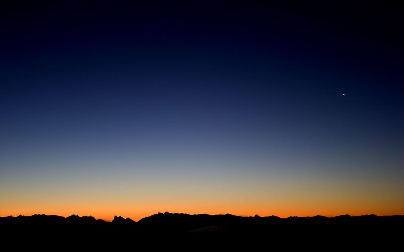 Silhouetted Mountains — Blue, Serene, Sunset, Photograph