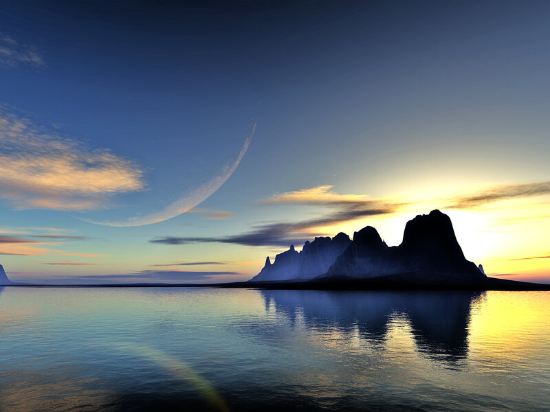 Silhouetted Mountains — Blue, Serene, Sunset