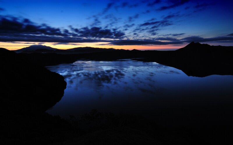 Silhouetted Mountains Lake