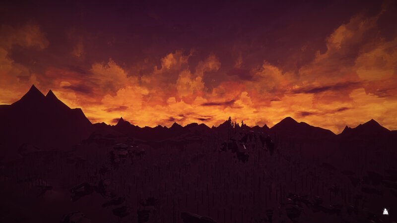 Silhouetted Mountains — Orange, Dramatic, Sunset, Digital Art