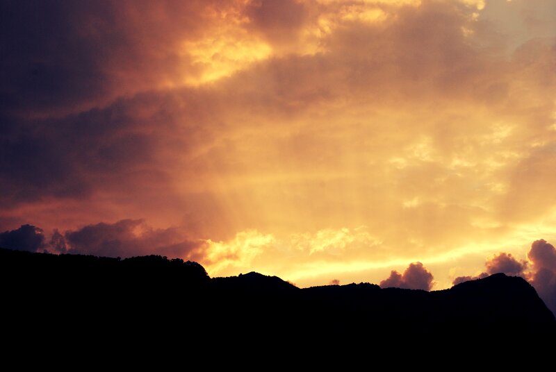 Silhouetted Mountains — Orange, Dramatic, Sunset, Photograph