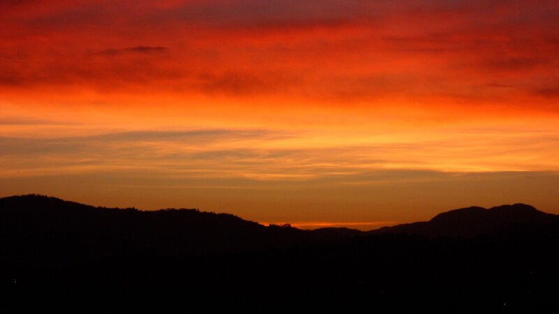 Silhouetted Mountains — Red, Dramatic, Sunset, Photograph, Sky