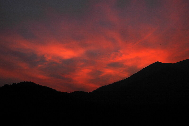 Silhouetted Mountains — Red, Dramatic, Sunset