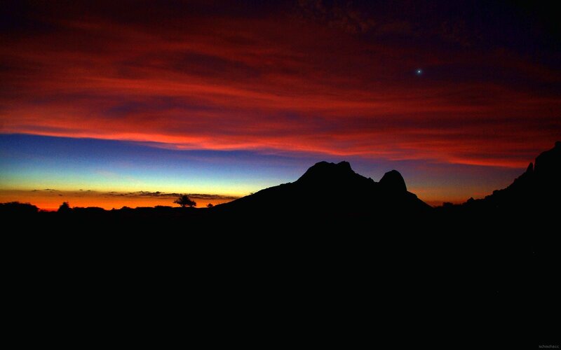 Silhouetted Mountains — Red, Dramatic
