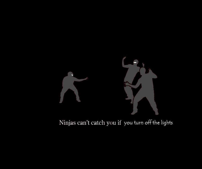 Silhouetted Ninjas — Black, Dark