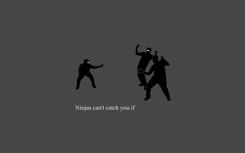 Silhouetted Ninjas — Black, Dramatic, Minimalist, Text