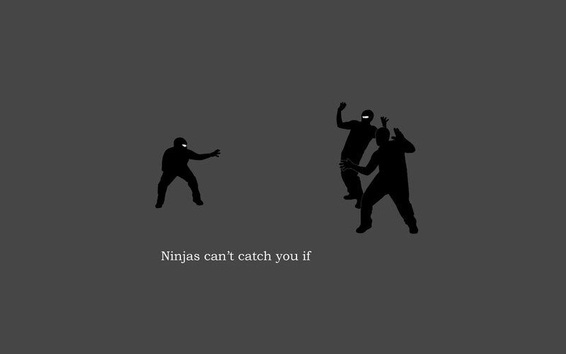 Silhouetted Ninjas — Black, Dramatic, Minimalist