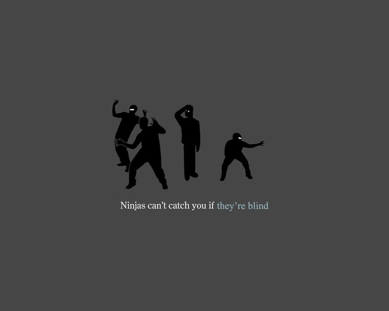 Silhouetted Ninjas — Black, Humorous, Minimalist, Silhouette