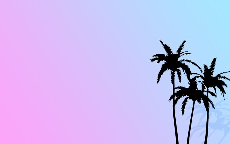Silhouetted Palm Trees — Pink, Serene, Sunset, Vector Art