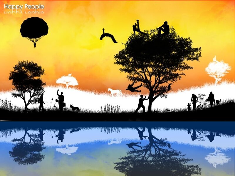 Silhouetted People and Animals
