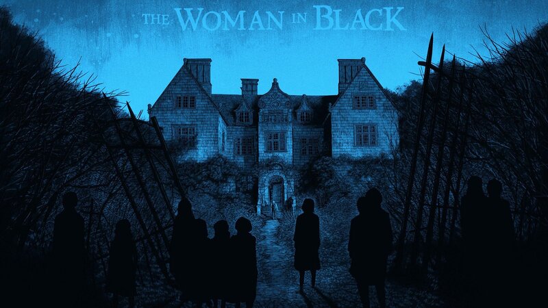 Silhouetted People Approaching House — Blue, Dark, Mysterious