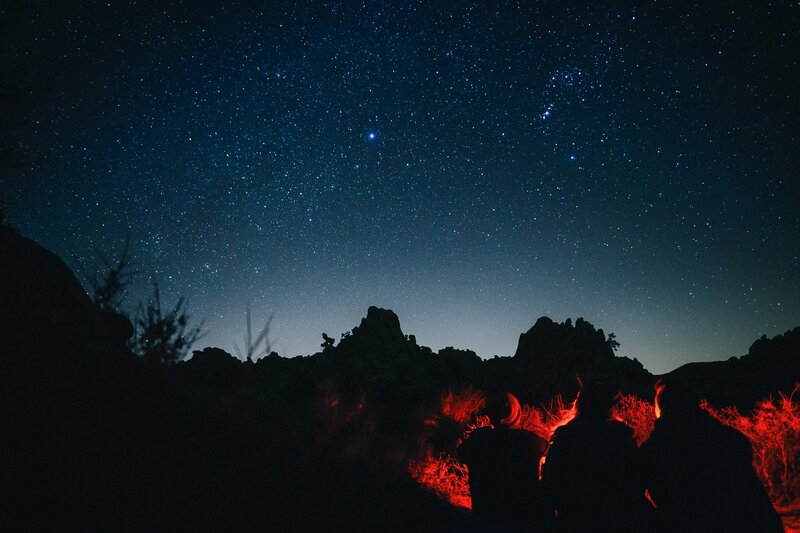 Silhouetted People at Campfire