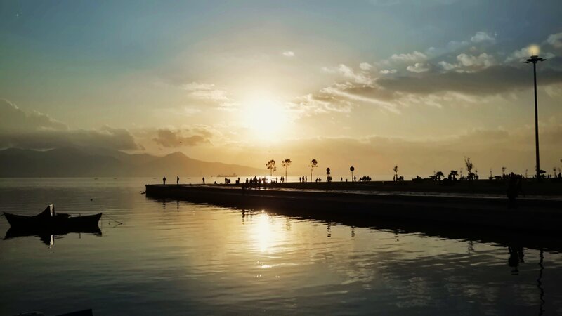 Silhouetted People at Sunset — Gold, Serene