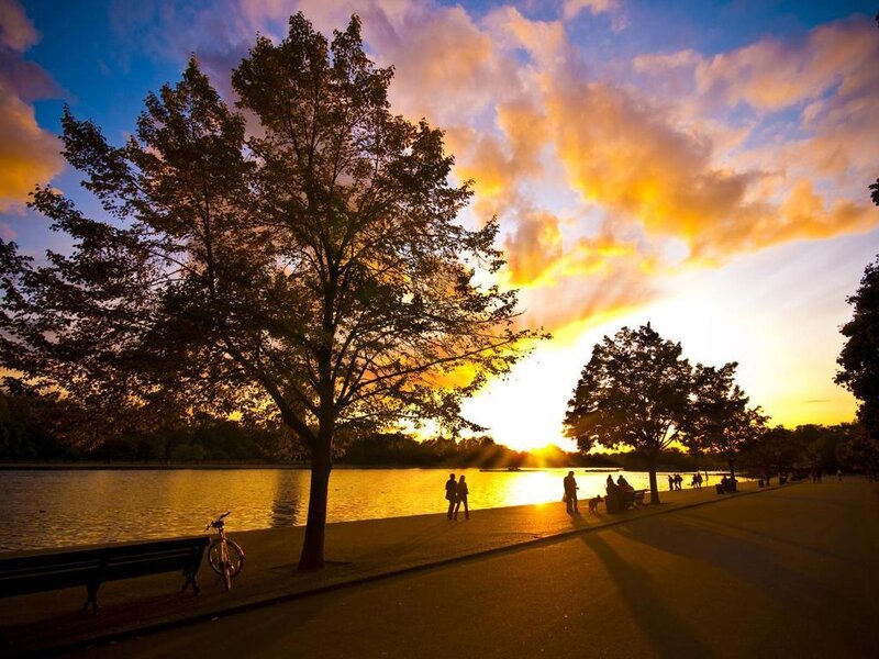 Silhouetted People at Sunset