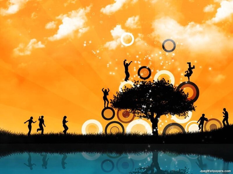 Silhouetted People Dancing — Orange