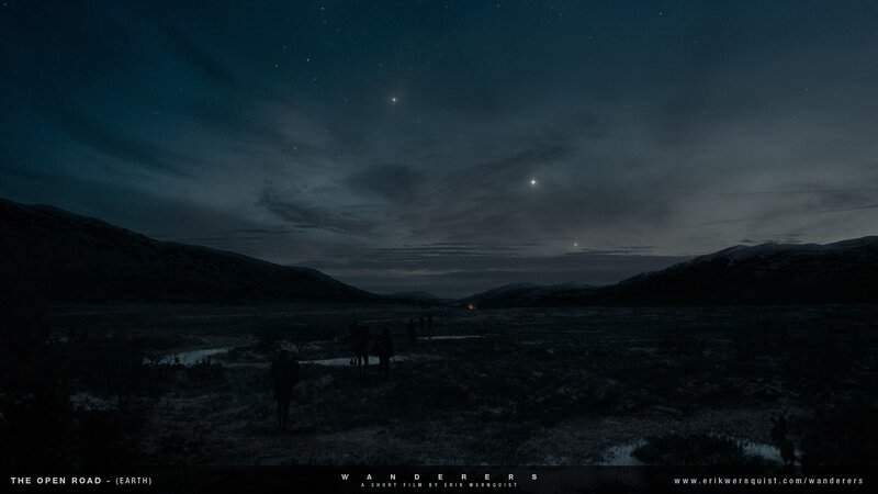 Silhouetted People in Field — Black