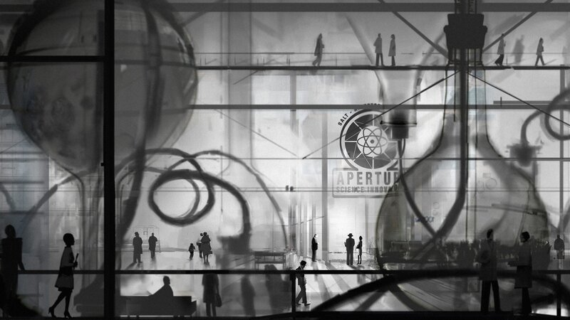 Silhouetted People in Lab — Black, Dramatic