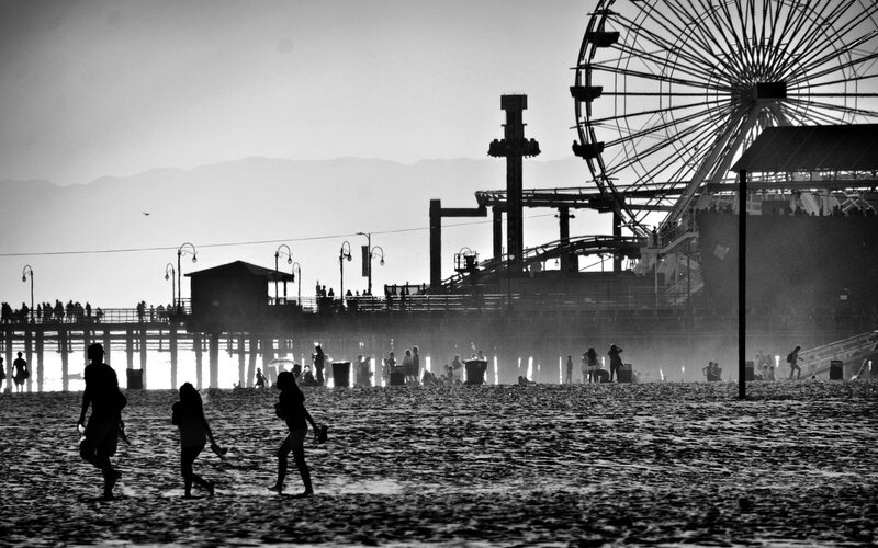 Silhouetted People on Beach — Black