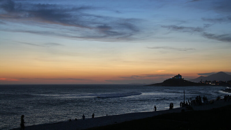 Silhouetted People on Beach — Blue, Serene